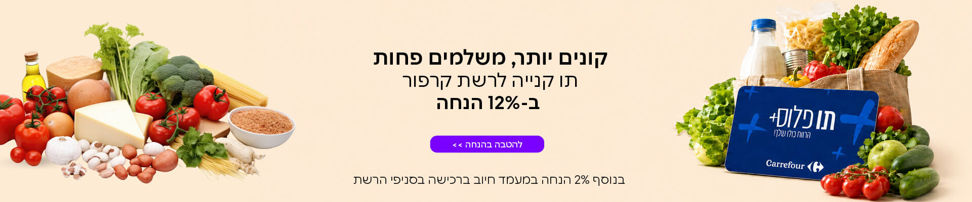 הטבות עד 12% הנחה 